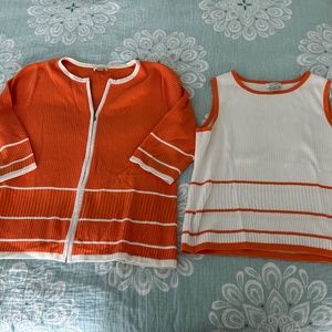 Orange and white sweater set